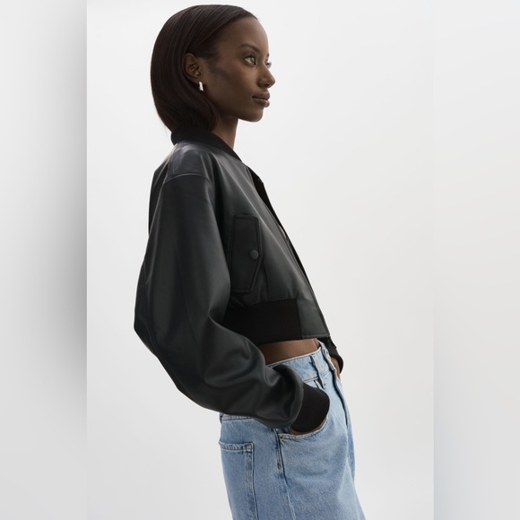 NWT Lamarque Evelin Faux Leather Cropped Bomber Jacket L - PERFECT FALL JACKET - Picture 5 of 17